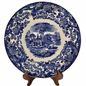 Wedgwood Blue & White Chinese Dinner plate 10 1/2" Eteueia, England